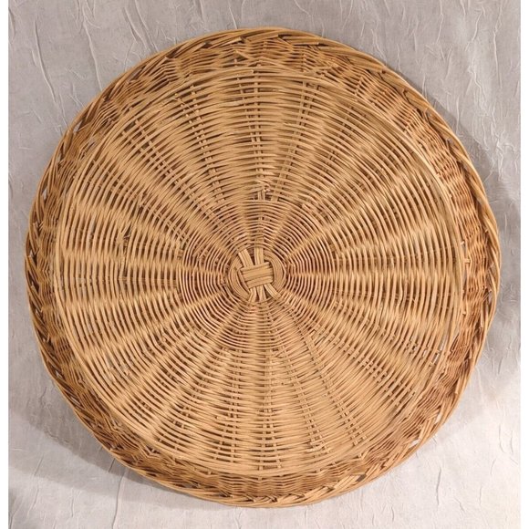 Vtg Chinese Cheese Bamboo Wicker Plates Chopsticks Service for 4 Platter Boho - Picture 10 of 15
